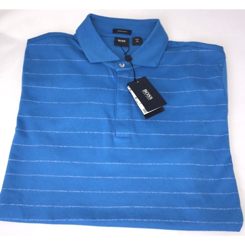 BOSS Men’s Blue Striped Polo Shirt